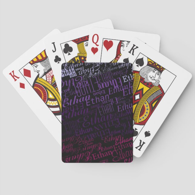 Baralho Preto de Cartas com Nome Repetido (Verso)