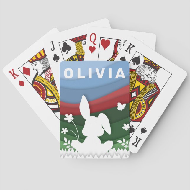 Baralho Primavera de corte de papel de coelho de Páscoa (Verso)