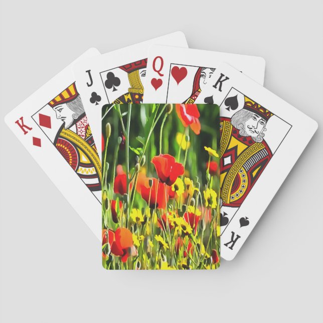 Baralho Primavera Poppies E Pintura Da Flor De Prados (Verso)