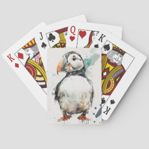 Baralho Puffin Bird Retrato Animal Pintura de animais