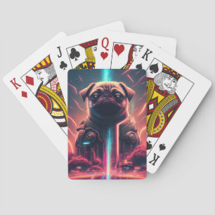 Baralho Pug Adorável no Figurino Robô Futurístico