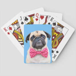 Baralho Pug com Laço Rosa