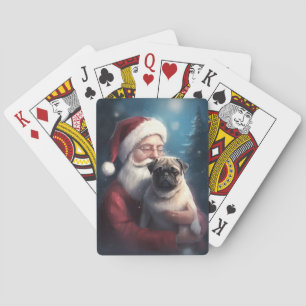 Baralho Pug Com Papai Noel Natal Festivo
