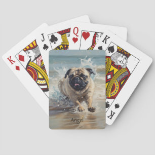 Baralho Pug Feliz na Praia personalizável