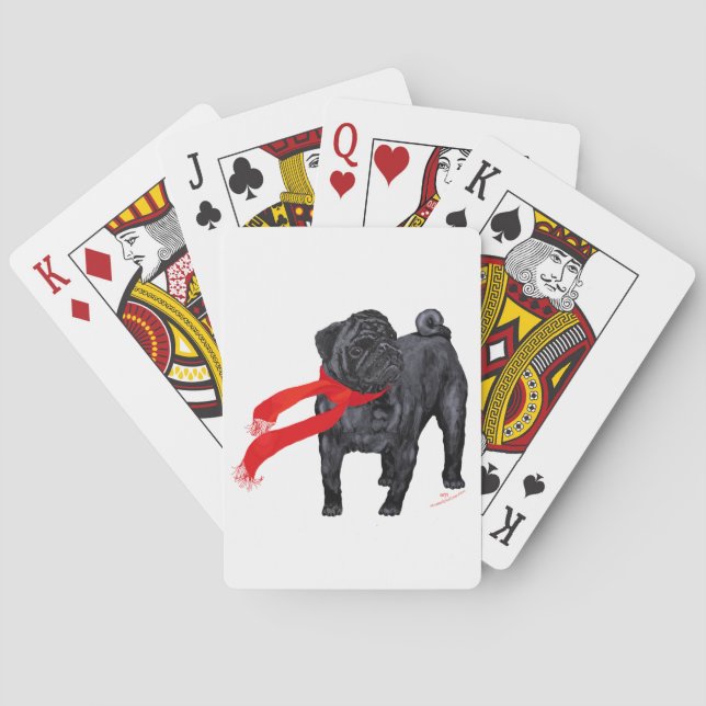 Baralho Pugs com Cachecol Vermelho (Verso)