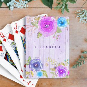 Baralho Púrpura cor-de-rosa-rosa, cor-de-água, madeiras rú
