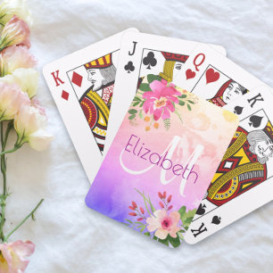 Baralho Púrpura Cor Flórida Aquática Quic Monograma Modern