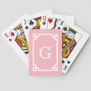 Baralho Quadro-chave grego branco rosa #2 Monograma inicia