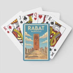 Baralho Rabat Marrocos Ilustração Arte de Viagem Vintage