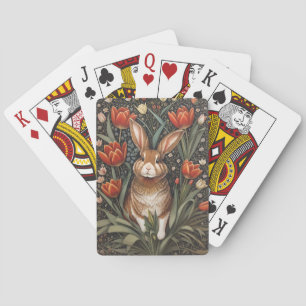 Baralho Rabbit vermelho Tulipas William Morris inspiradas