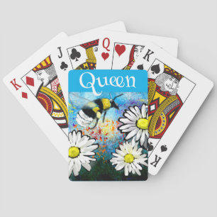 Baralho Rainha Bee Whimsical Bumblebee em pintura de Daisi