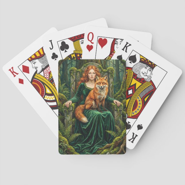 Baralho Rainha Celta da Floresta Arte Fantástica da Raposa (Verso)