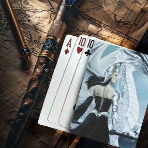 Baralho Rainha Dragão Gótica de Inverno Branca Elegante Fa