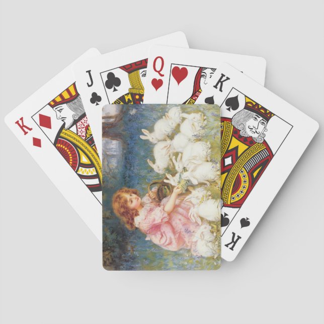 Baralho Rapariga alimentando os coelhos (por Frederick Mor (Verso)