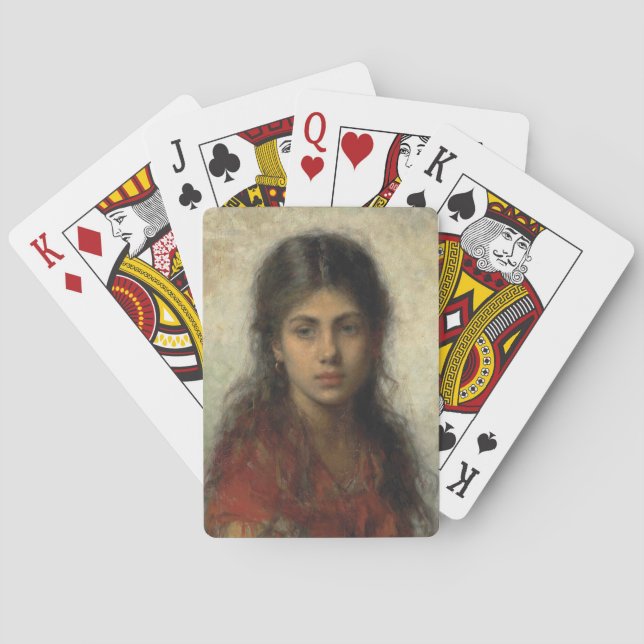 Baralho Rapariga com um Saco Vermelho (por Alexei Harlamof (Verso)