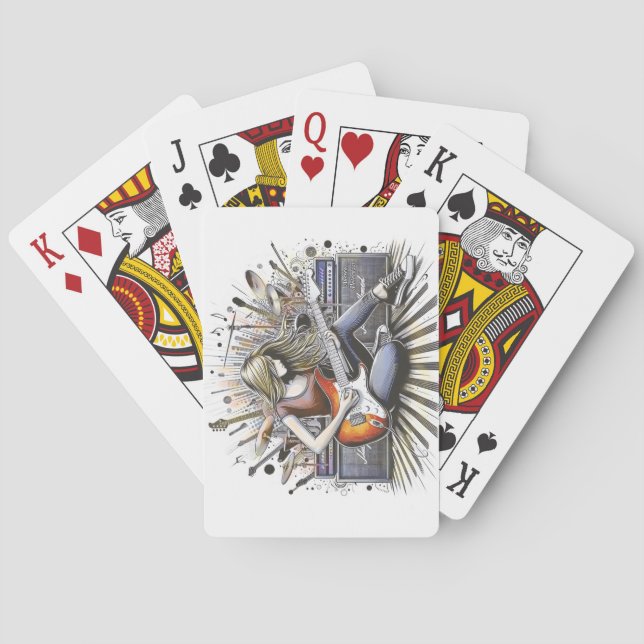 Baralho Rapariga com vibrações musicais (Verso)