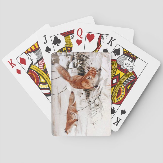 Baralho Red Foxes in the Winter Snow (by Wilhelm Kuhnert) (Verso)