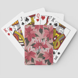Baralho Red Pink Merry Christmas Poinsettias Card Deck