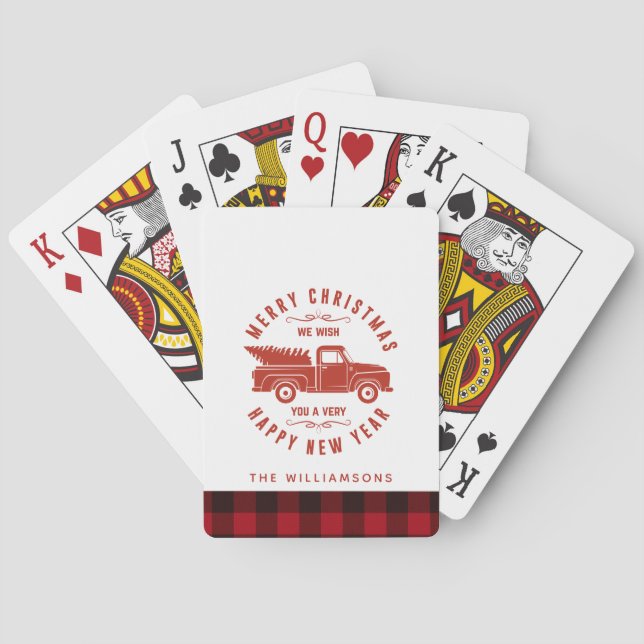 Baralho Red Truck and Tree Family Name Natal (Verso)