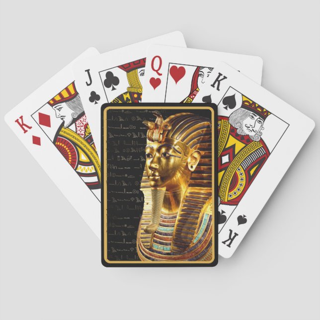 Baralho Rei Tutankhamun com Hieroglifos Dourados e Negros (Verso)