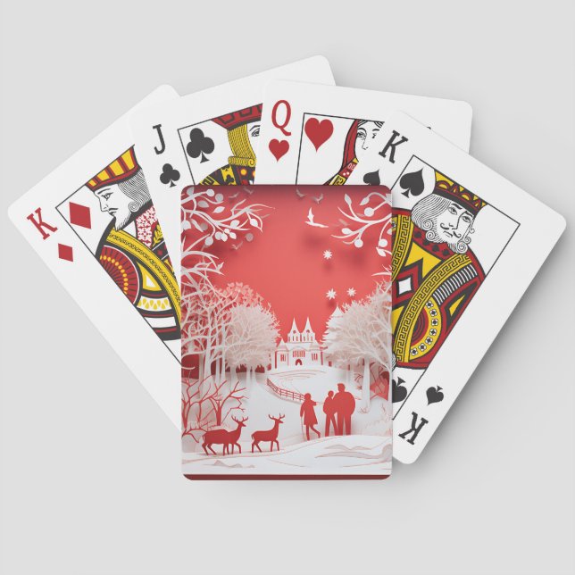 Baralho Reindeers 3D e Pessoas na aldeia (Verso)