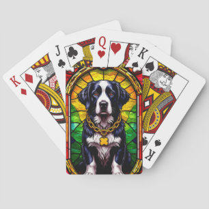 Baralho Retrato de Cão Majestoso com Moldura de Ouro Luxuo