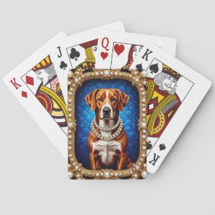 Baralho Retrato de Cão Majestoso com Moldura Dourada Luxuo