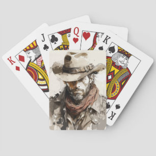 Baralho Retrato de Cowboy Ocidental pintando cavalos histó