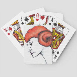 Baralho Retrato de mulher com cabelo laranja em arte pop