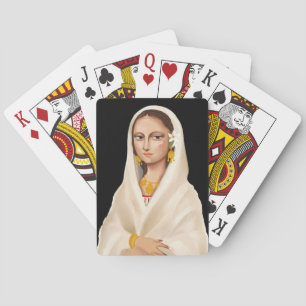 Baralho Retrato de Mulher Elegante   Ilustração de Arte Cu