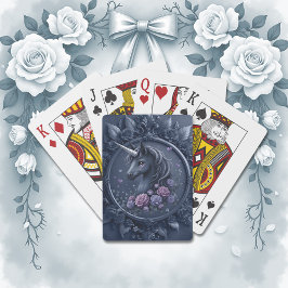 Baralho Retrato de Unicórnio Escuro em um Quadro Redondo