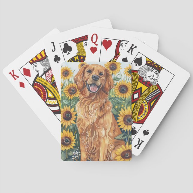 Baralho Retriever Dourado com Girassóis (Verso)