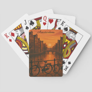 Baralho Retro Amsterdam Netherlands Grachten Sunset Glow