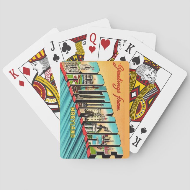 Baralho Retro Baltimore MD Greeting Playing Cards (Verso)