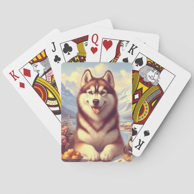 Baralho Retro Siberian Husky Pintura (Verso)