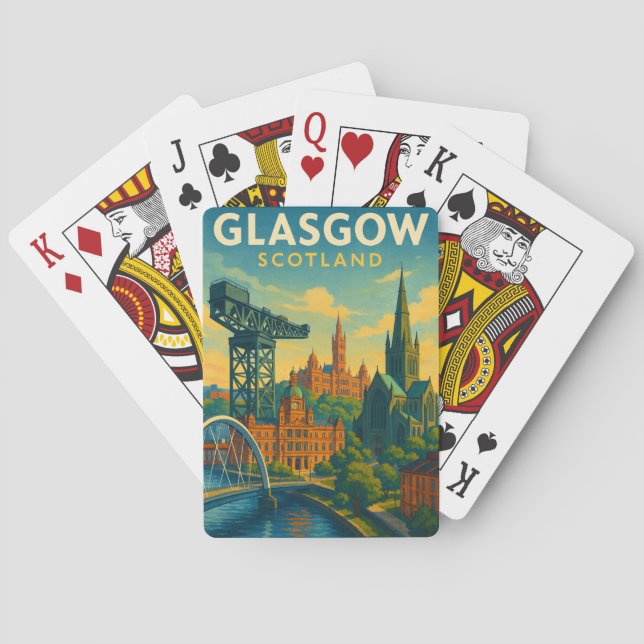 Baralho Retro Viagem Glasgow Escócia (Verso)