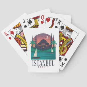 Baralho Retro Vintage Istanbul Turquia Skyline Hagia Sophi