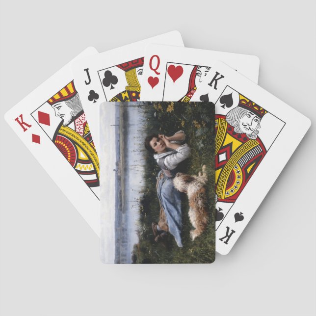 Baralho Reverioso (Garota deitada na grama com seu cachorr (Verso)