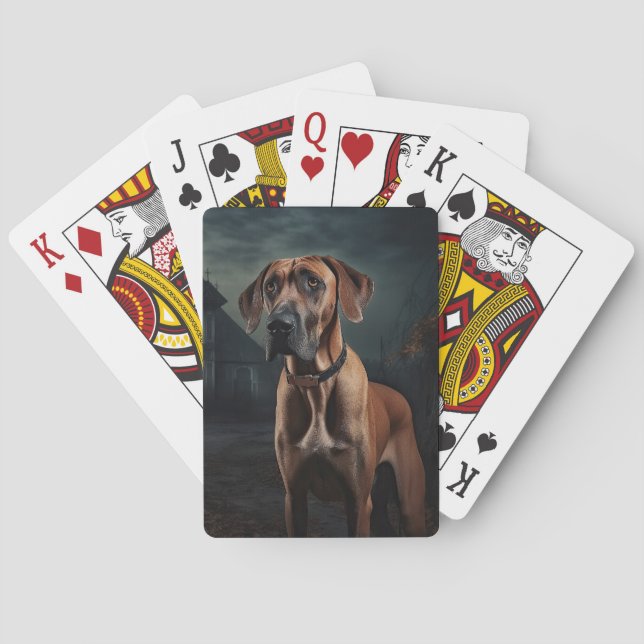 Baralho Rhodesian Ridgeback Halloween Assustador (Verso)