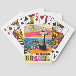 Baralho Rio de Janeiro Brasil Cristo Colagem Retro Viagem