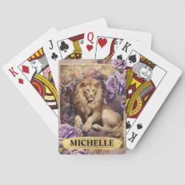 Baralho Romântica Leão e Rosas Roxos Fantasia