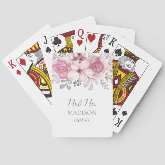Baralho Romântico Aquarela Rosas Florais Casamento Sr e Sr