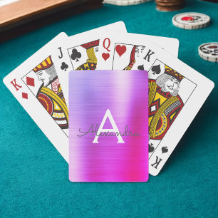 Baralho Rosa e monograma de aço inoxidável roxo