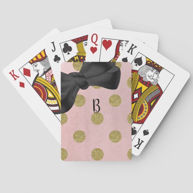 Baralho Rosa Suave Dourado Brilhante Glam Pontos Cute (Verso)
