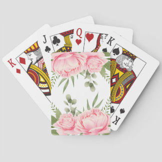 Baralho Rosas cor-de-rosa cartas de jogar de flores trendy