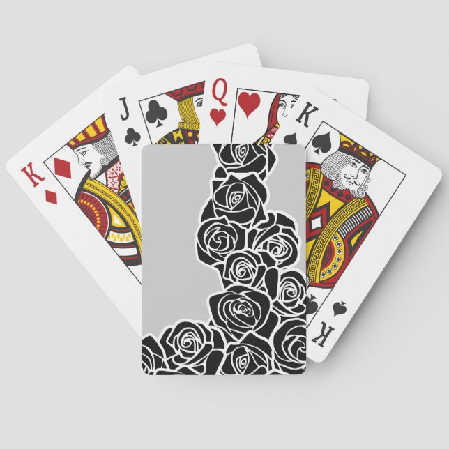 Baralho Rosas femininos do preto do vintage (Verso)