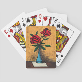 Baralho Rosas vermelhas de meio século em Vaso Azul