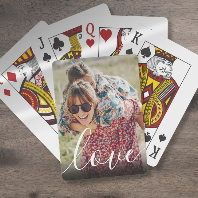 Baralho Roteiro de Amor com Foto Personalizada (Custom Photo Elegant Modern Love Script Poker Cards)