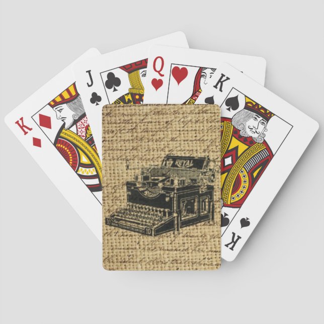 Baralho roteiros jornalísticos burlap antique tywrite (Verso)