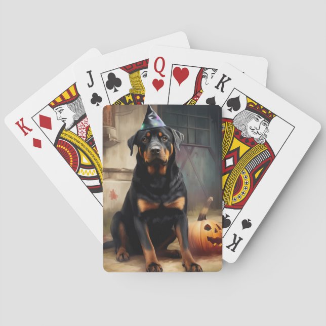 Baralho Rottweiler Pumpkins Halloween Assustado (Verso)